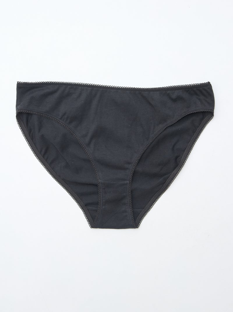 Lote de 5 cuecas em algodão lisas Preto - Kiabi