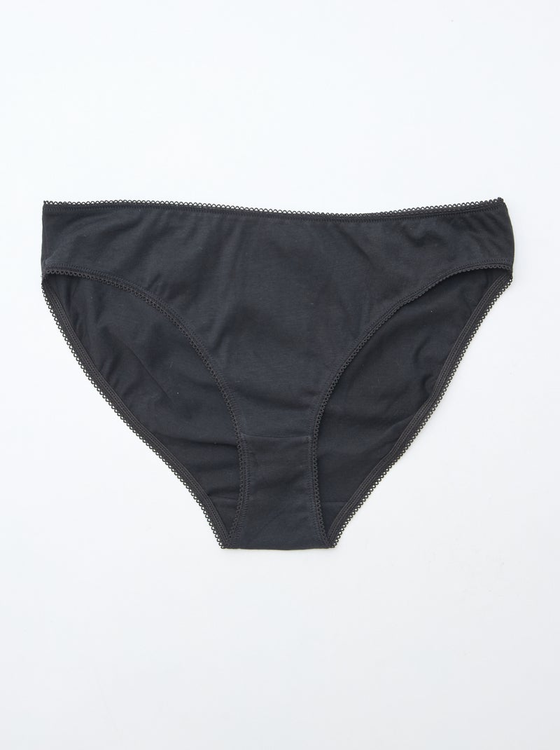 Lote de 5 cuecas em algodão lisas Preto - Kiabi