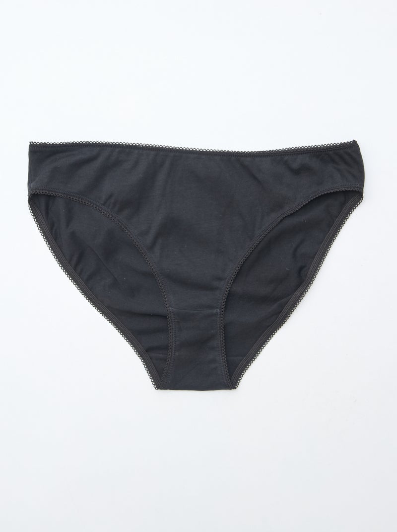 Lote de 5 cuecas em algodão lisas Preto - Kiabi