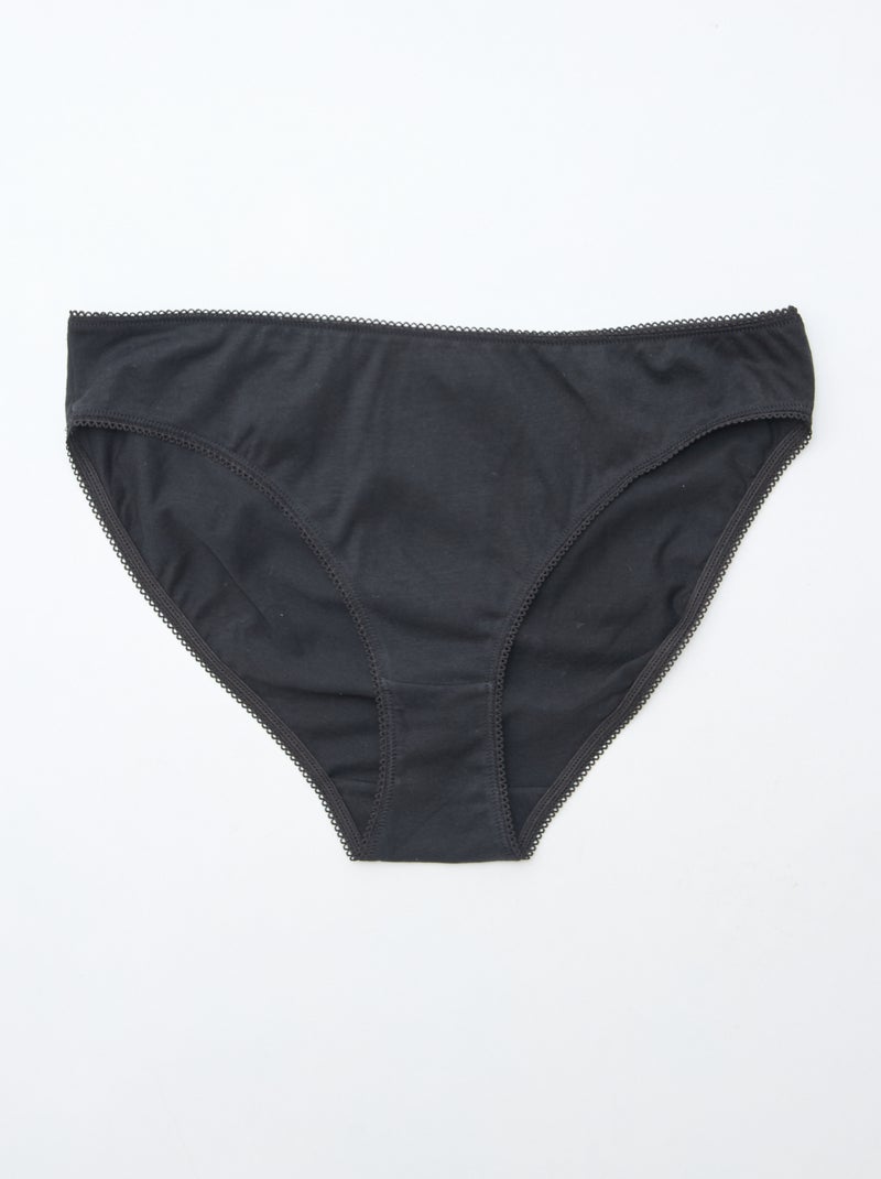 Lote de 5 cuecas em algodão lisas Preto - Kiabi