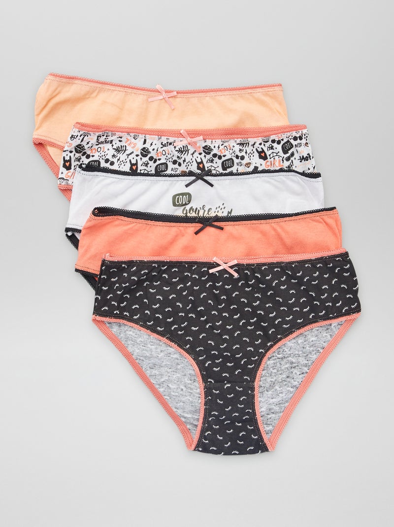 Lote de 5 cuecas em malha jersey LARANJA - Kiabi