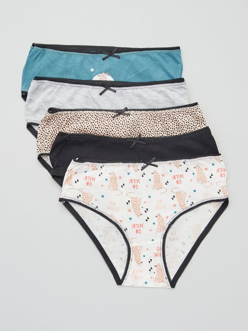 Lote de 5 cuecas estampadas PRETO - Kiabi