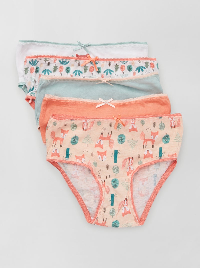 Lote de 5 cuecas para menina estampadas Rosa - Kiabi