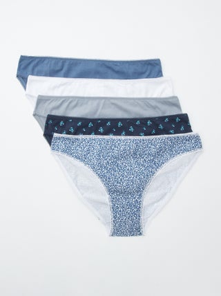 Lote de 5 cuecas para mulher - lisas e estampadas