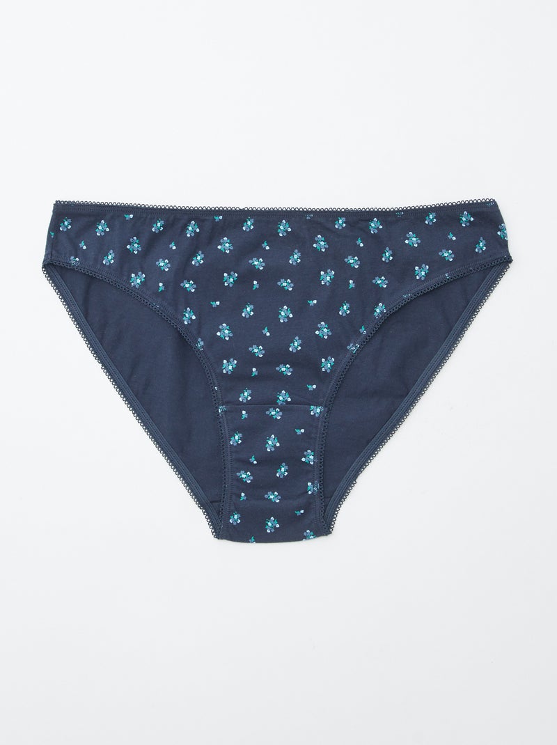 Lote de 5 cuecas para mulher - lisas e estampadas Azul - Kiabi