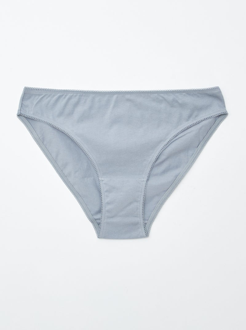 Lote de 5 cuecas para mulher - lisas e estampadas Azul - Kiabi