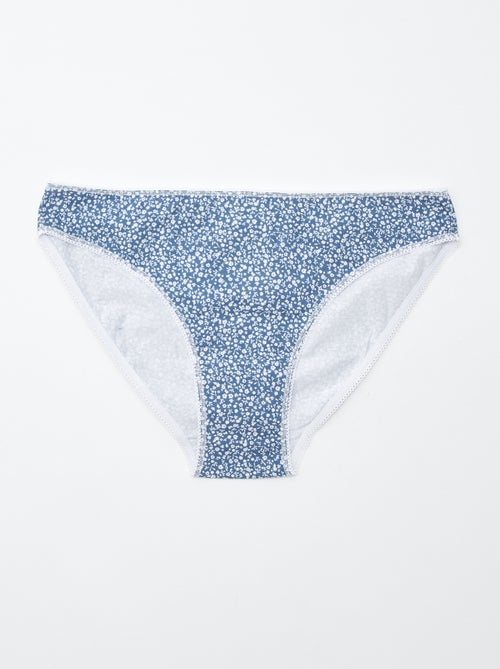 Lote de 5 cuecas para mulher - lisas e estampadas - Kiabi