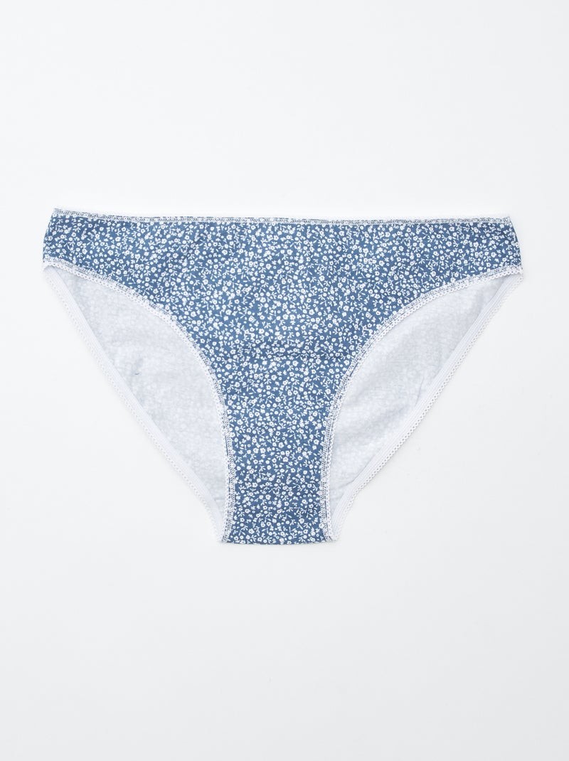 Lote de 5 cuecas para mulher - lisas e estampadas Azul - Kiabi