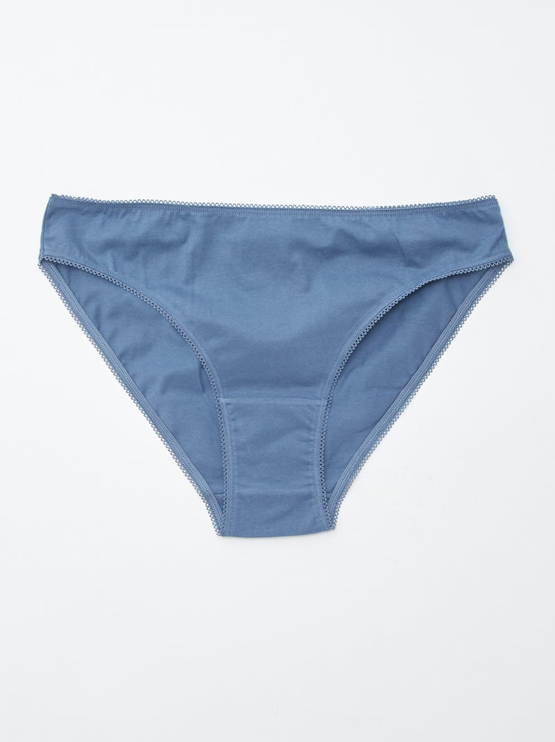 Lote de 5 cuecas para mulher - lisas e estampadas Azul - Kiabi