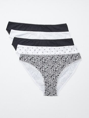 Lote de 5 cuecas para mulher - lisas e estampadas
