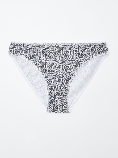 Lote de 5 cuecas para mulher - lisas e estampadas - Kiabi