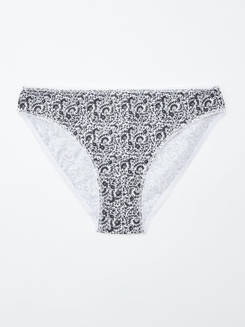 Lote de 5 cuecas para mulher - lisas e estampadas Branco - Kiabi