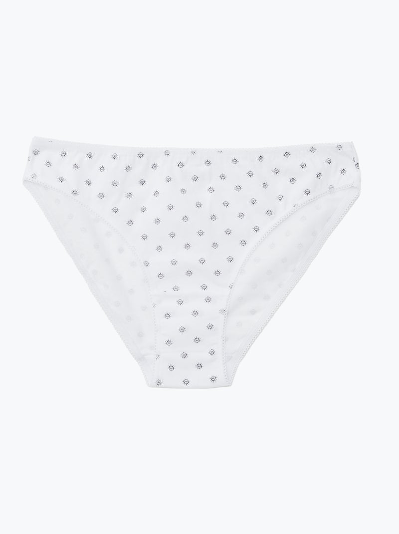 Lote de 5 cuecas para mulher - lisas e estampadas Branco - Kiabi