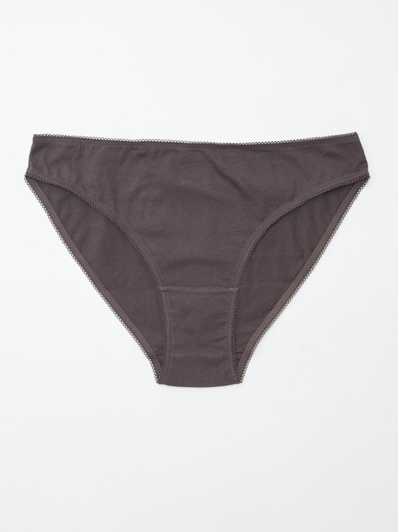 Lote de 5 cuecas para mulher - lisas e estampadas Castanho - Kiabi