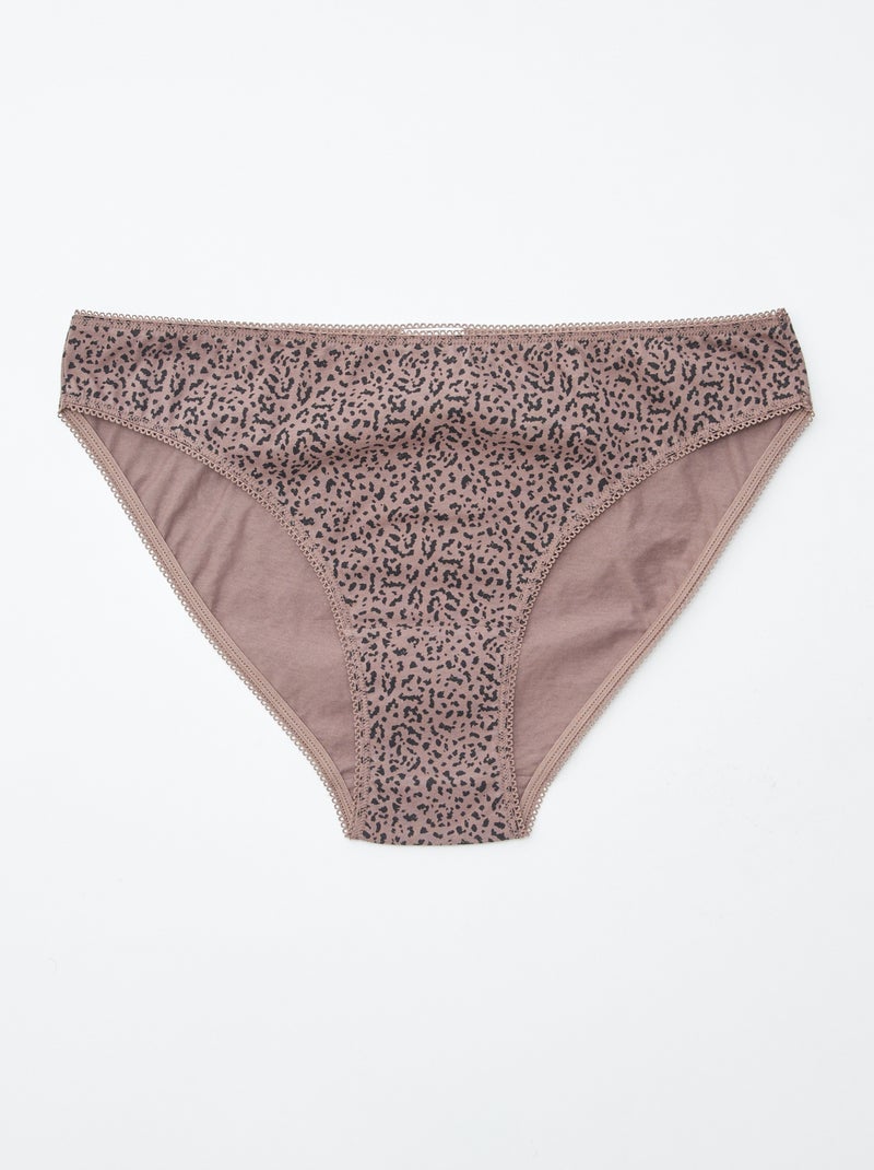 Lote de 5 cuecas para mulher - lisas e estampadas Castanho - Kiabi