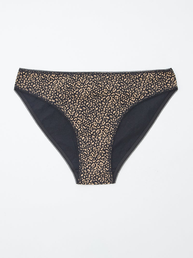 Lote de 5 cuecas para mulher - lisas e estampadas Castanho - Kiabi