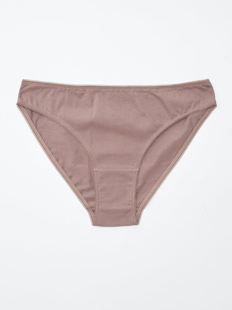 Lote de 5 cuecas para mulher - lisas e estampadas Castanho - Kiabi