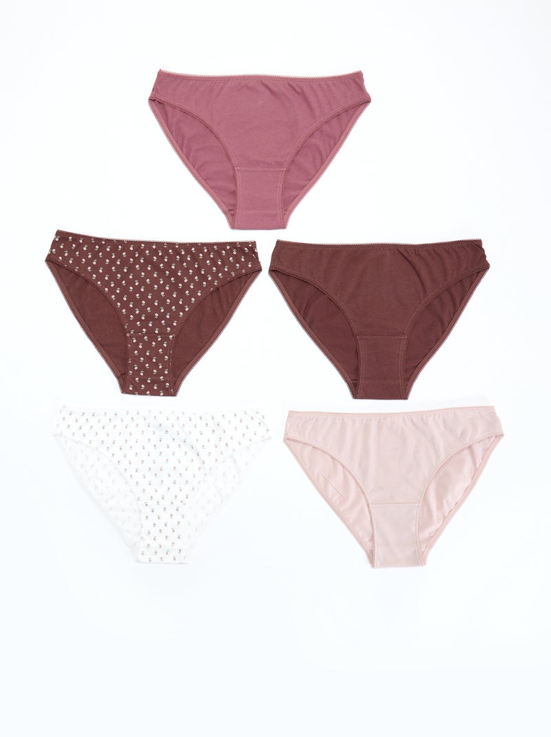 Lote de 5 cuecas para mulher - lisas e estampadas Vermelho - Kiabi