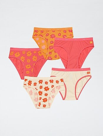 Lote de 5 cuecas para mulher 'Dim' estampado