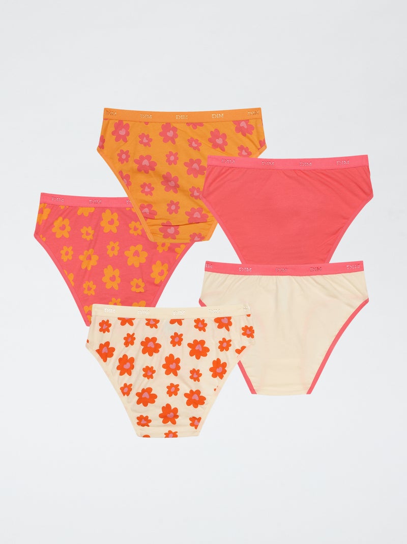 Lote de 5 cuecas para mulher 'Dim' estampado Laranja - Kiabi