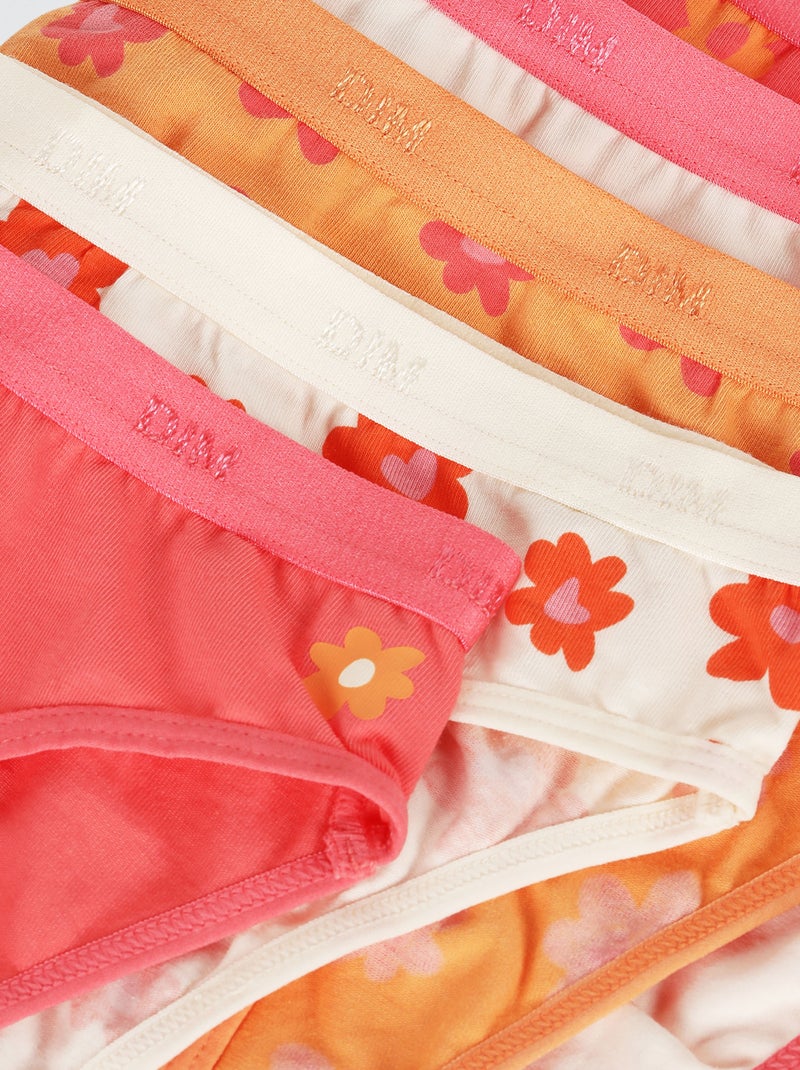 Lote de 5 cuecas para mulher 'Dim' estampado Laranja - Kiabi