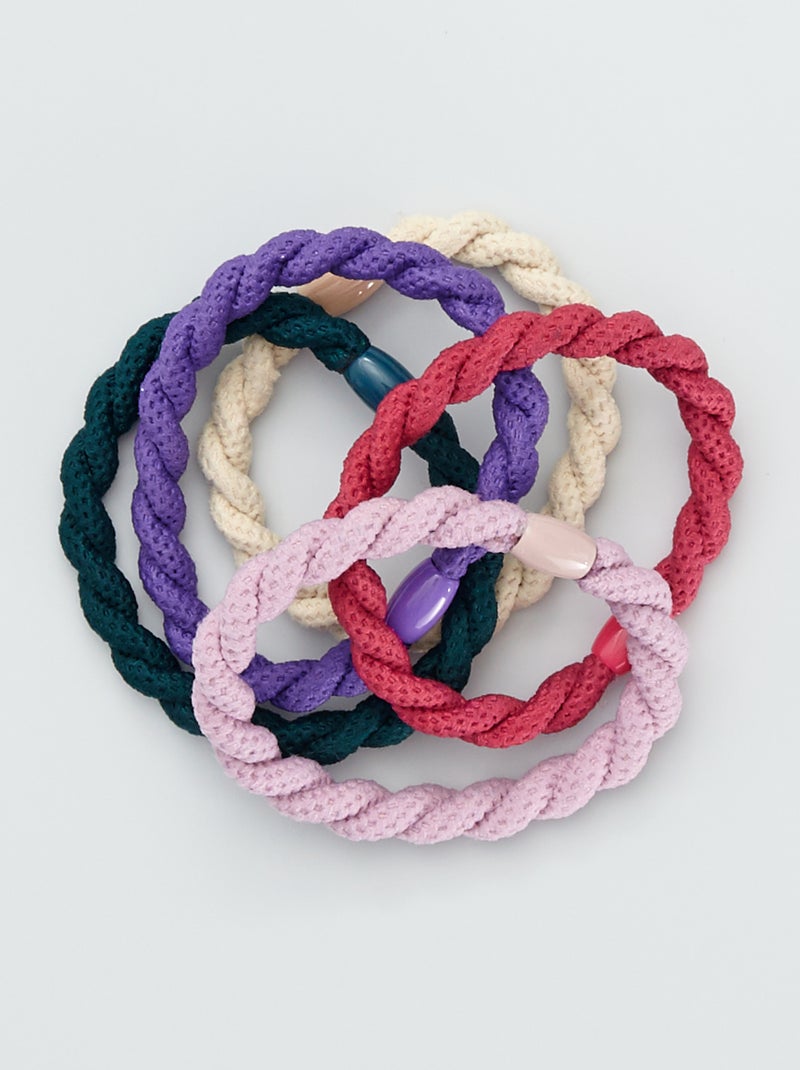 Lote de 5 elásticos de cabelo torcidos Multicor - Kiabi