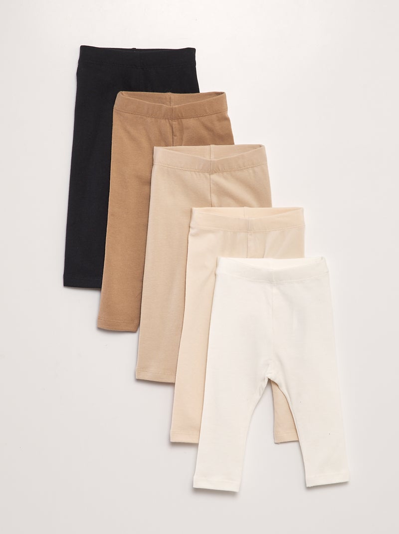 Lote de 5 leggings em jersey BEGE - Kiabi