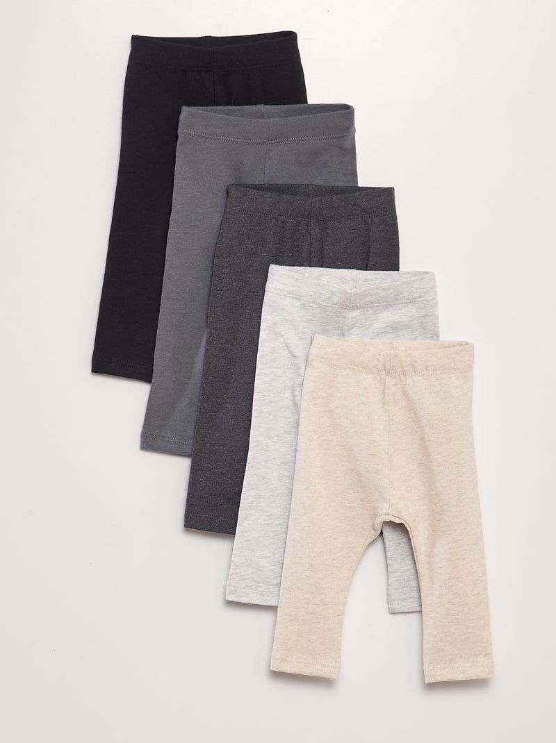 Lote de 5 leggings em jersey CINZA - Kiabi