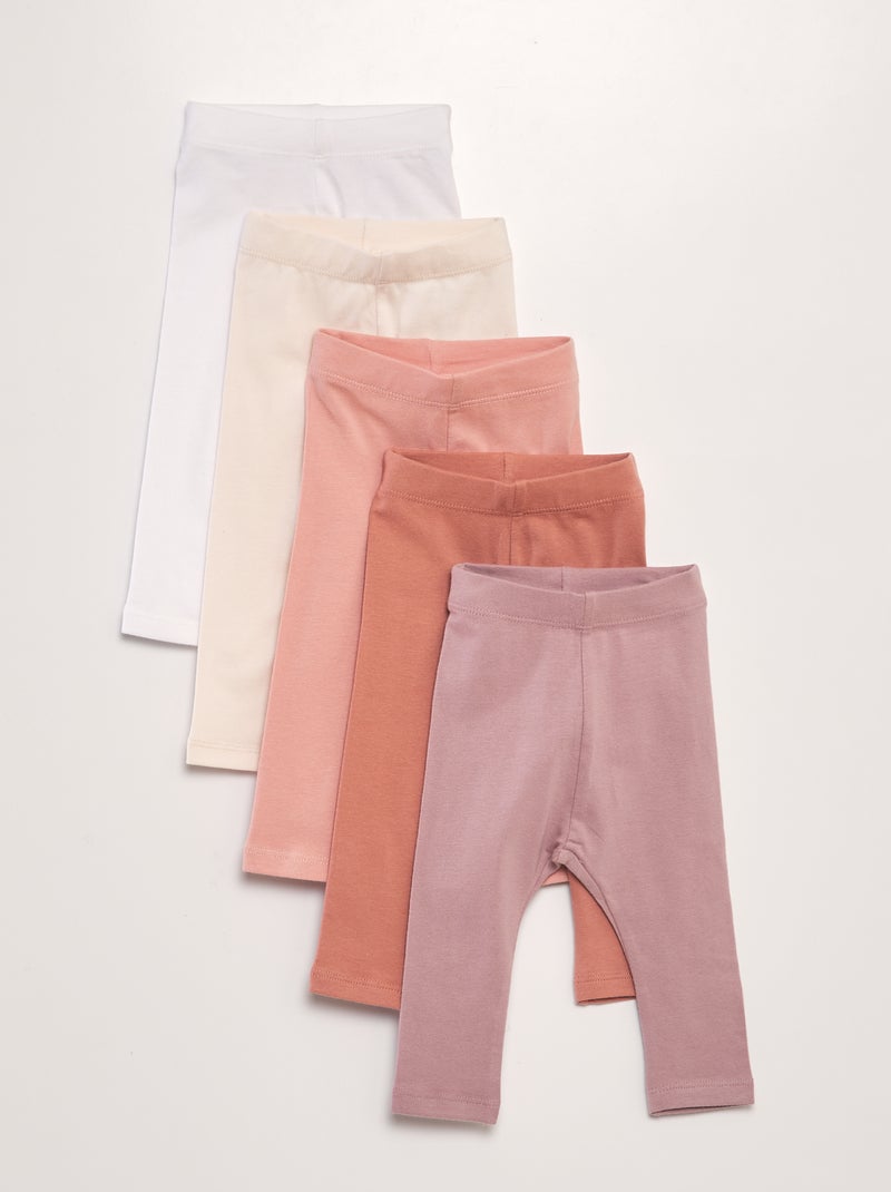 Lote de 5 leggings em jersey ROSA - Kiabi
