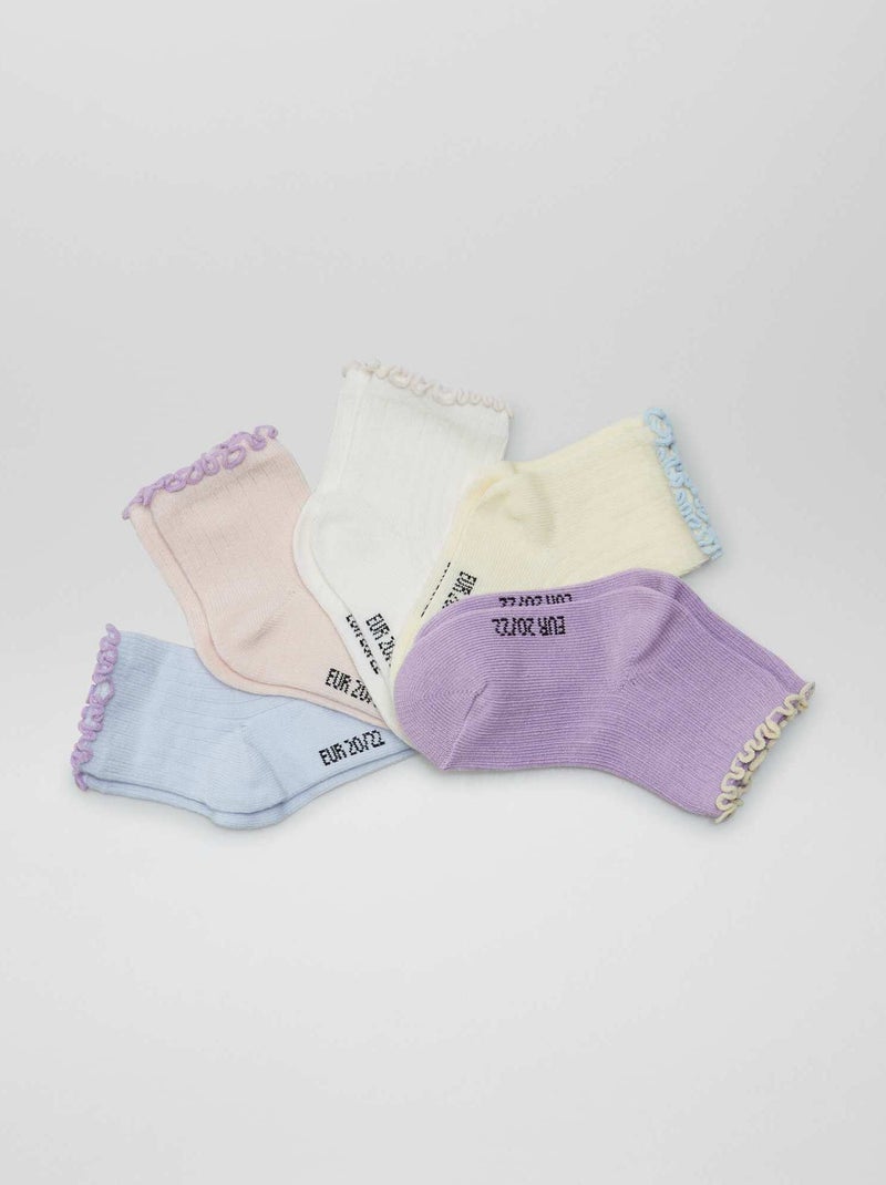 Lote de 5 meias com folhos AZUL - Kiabi