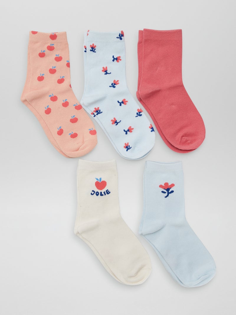 Lote de 5 meias de cano alto AZUL - Kiabi