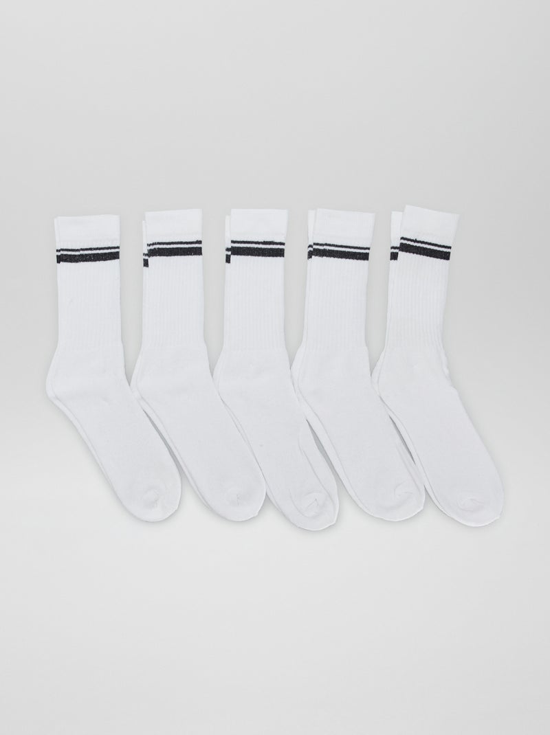 Lote de 5 meias de cano alto BRANCO - Kiabi