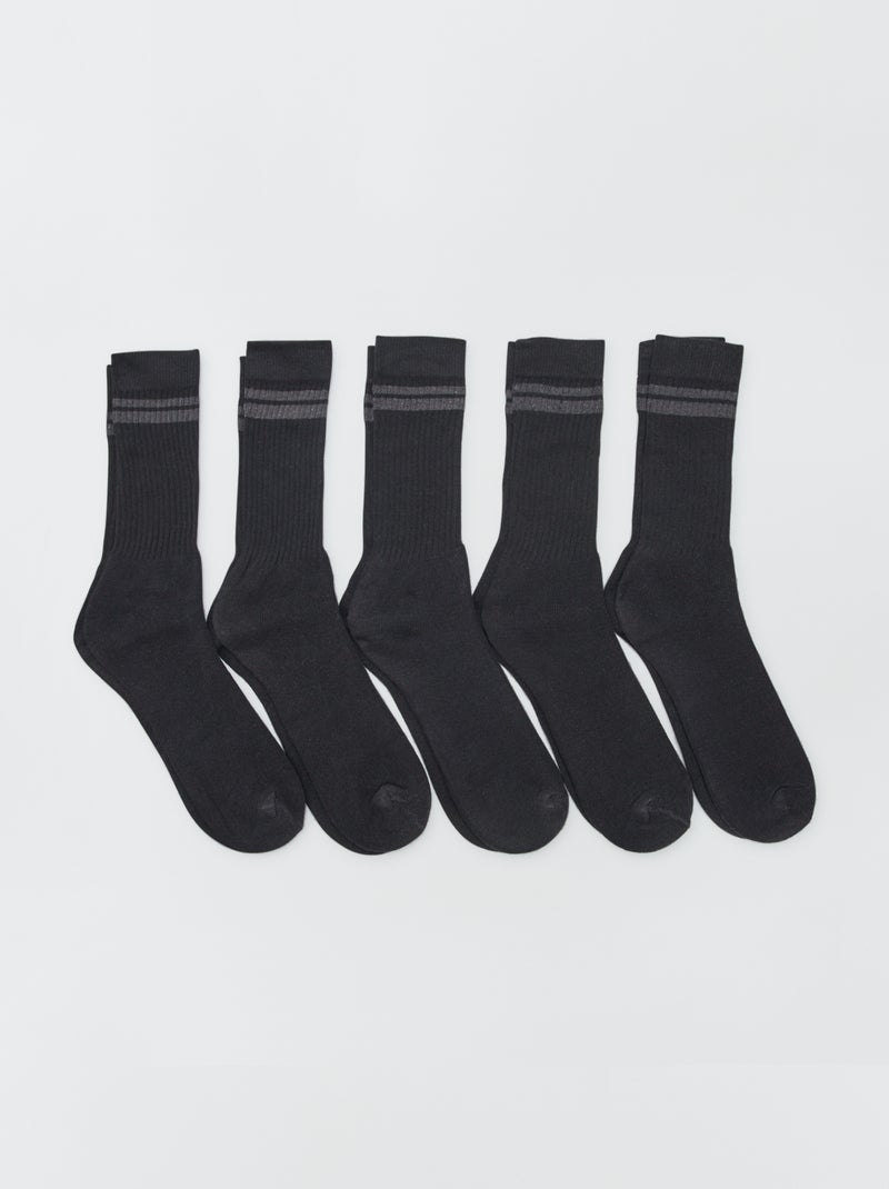 Lote de 5 meias de cano alto Preto - Kiabi
