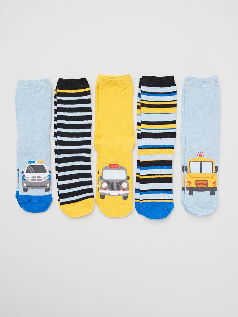 Lote de 5 pares de meias Amarelo / Azul - Kiabi