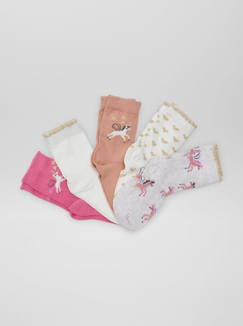 Lote de 5 pares de meias 'animal' ROSA - Kiabi