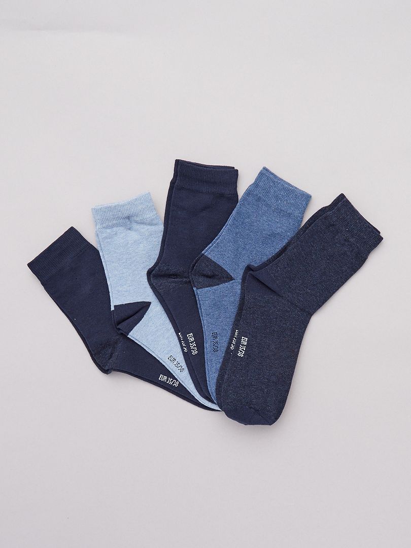 Lote de 5 pares de meias Azul - Kiabi