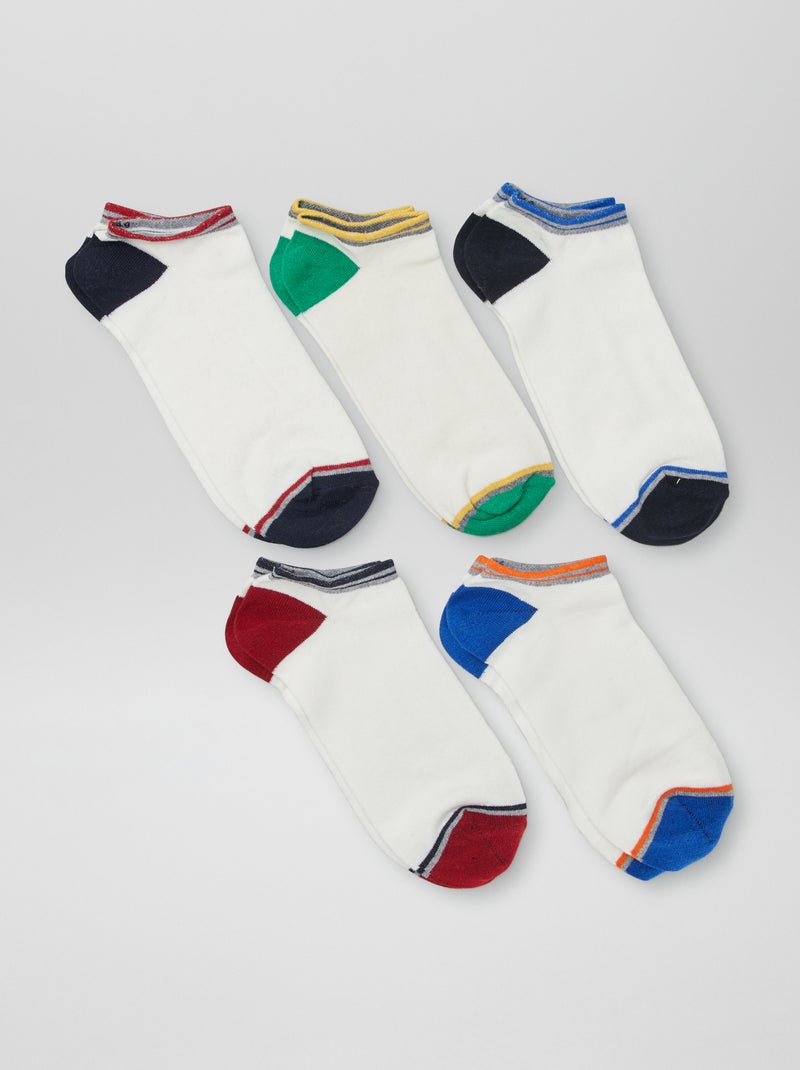 Lote de 5 pares de meias baixas tipo desporto BRANCO - Kiabi