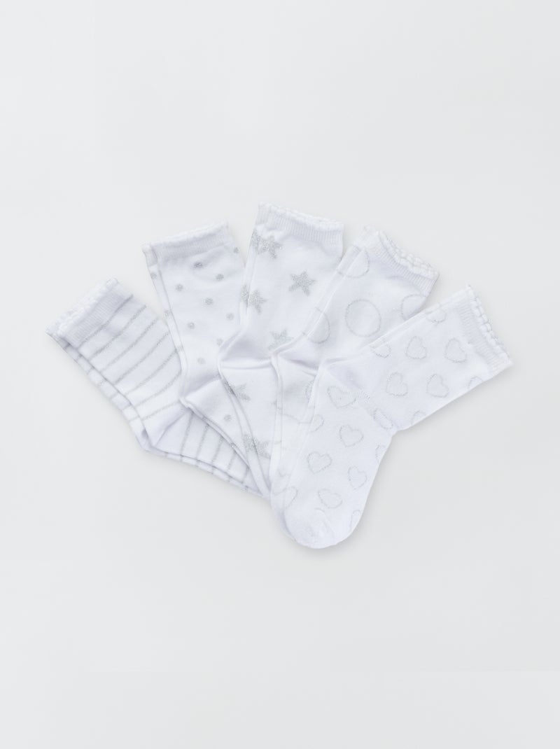 Lote de 5 pares de meias Branco - Kiabi