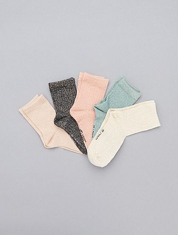 Lote de 5 pares de meias brilhantes - Kiabi