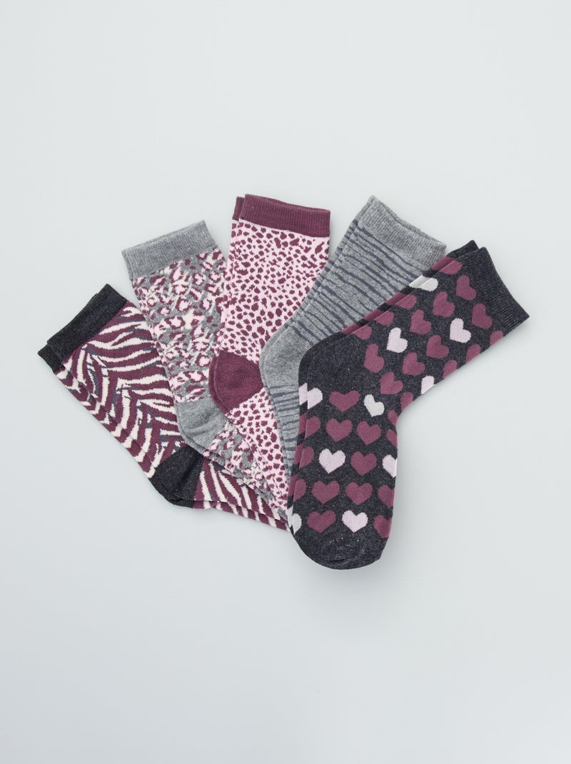 Lote de 5 pares de meias com estampados CINZA - Kiabi