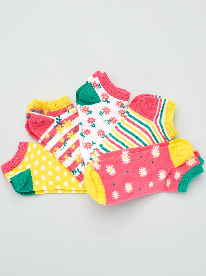 Lote de 5 pares de meias curtas de fantasia ROSA - Kiabi