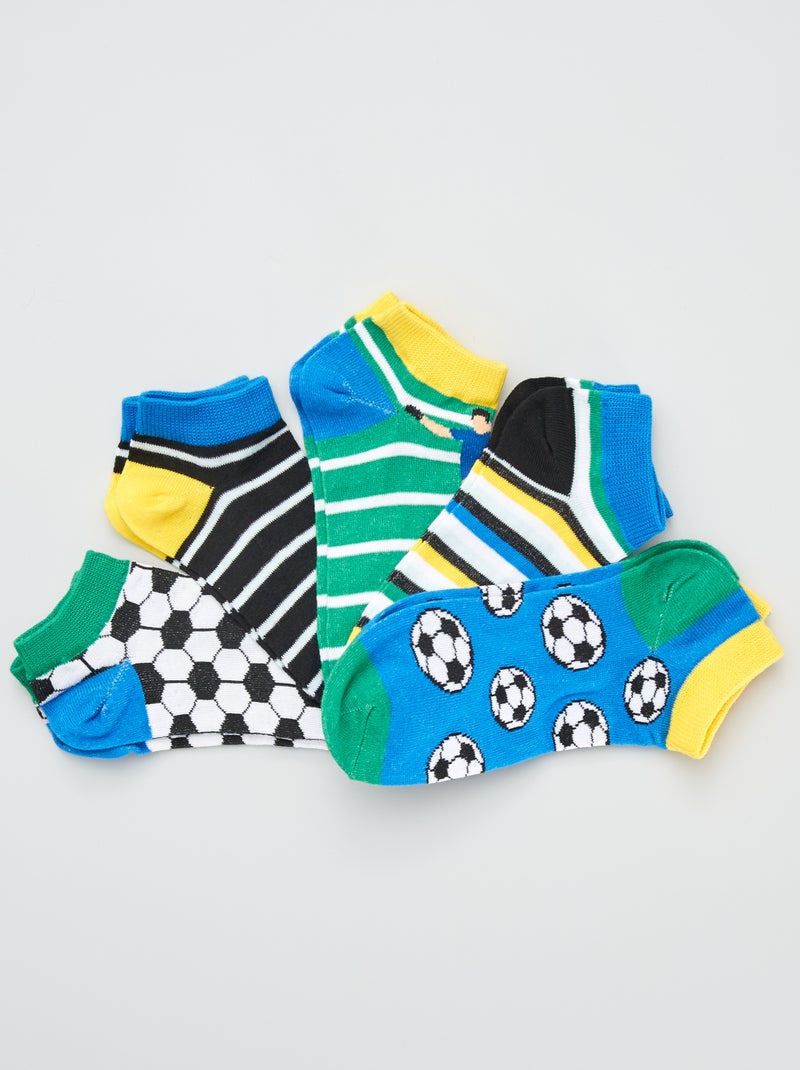 Lote de 5 pares de meias curtas de fantasia Verde / Azul - Kiabi