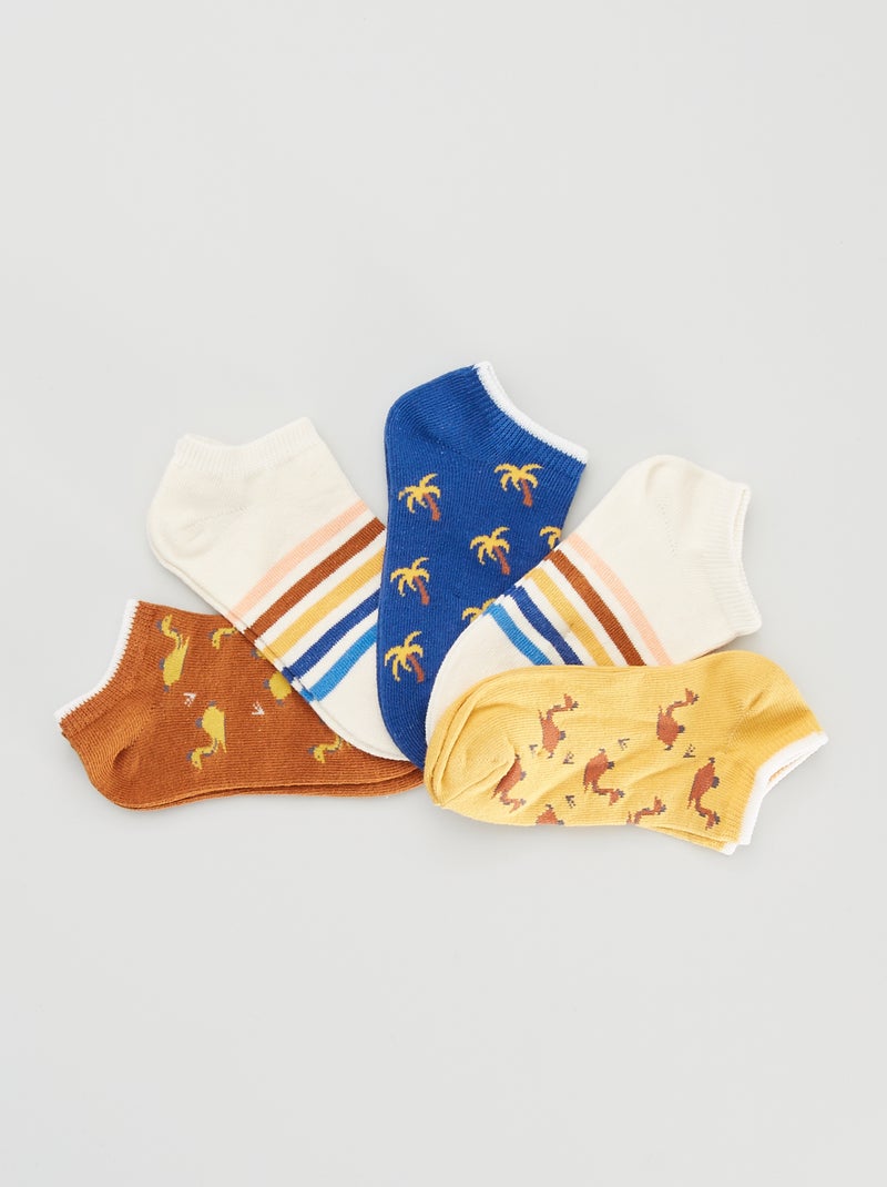 Lote de 5 pares de meias curtas fantasia AMARELO - Kiabi