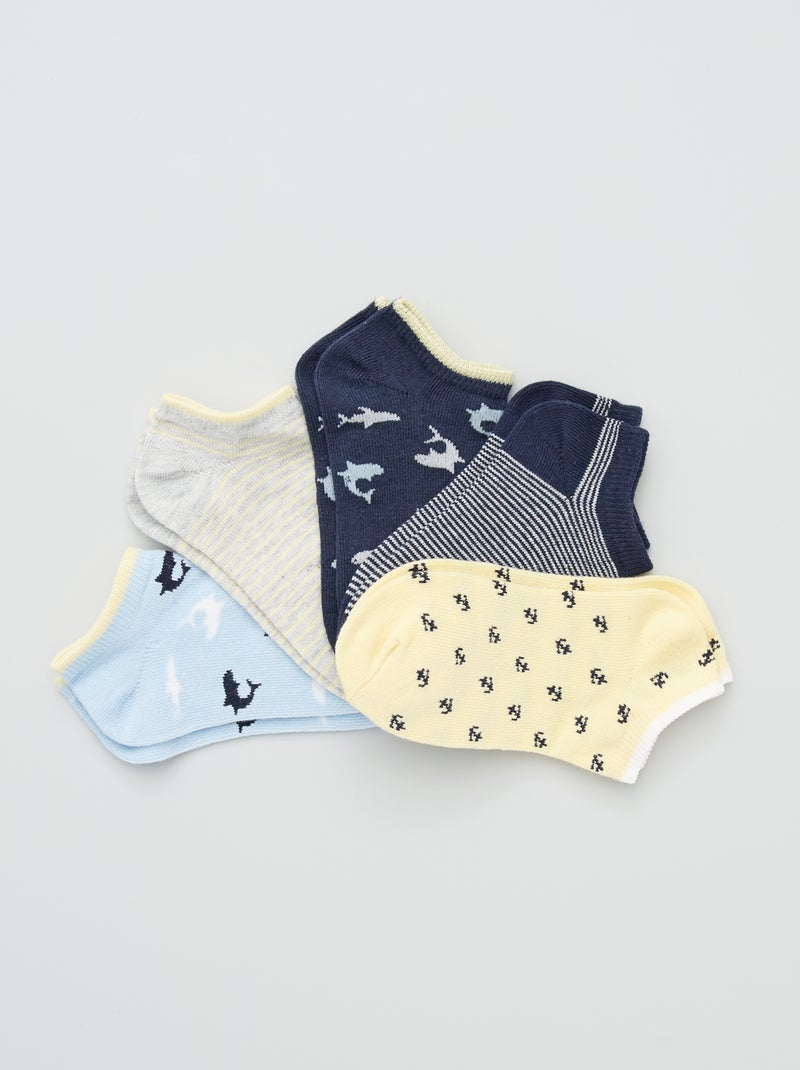 Lote de 5 pares de meias curtas fantasia BRANCO - Kiabi