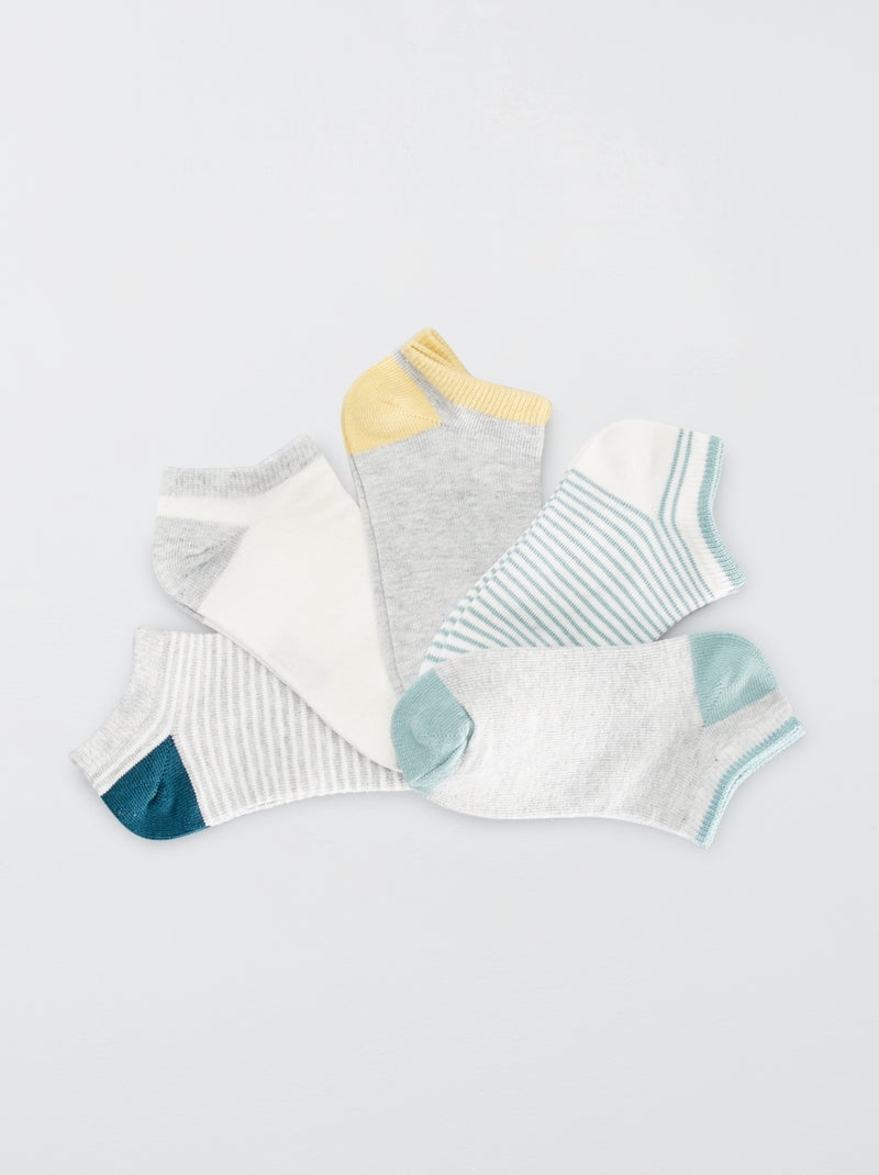 Lote de 5 pares de meias curtas fantasia CINZA - Kiabi