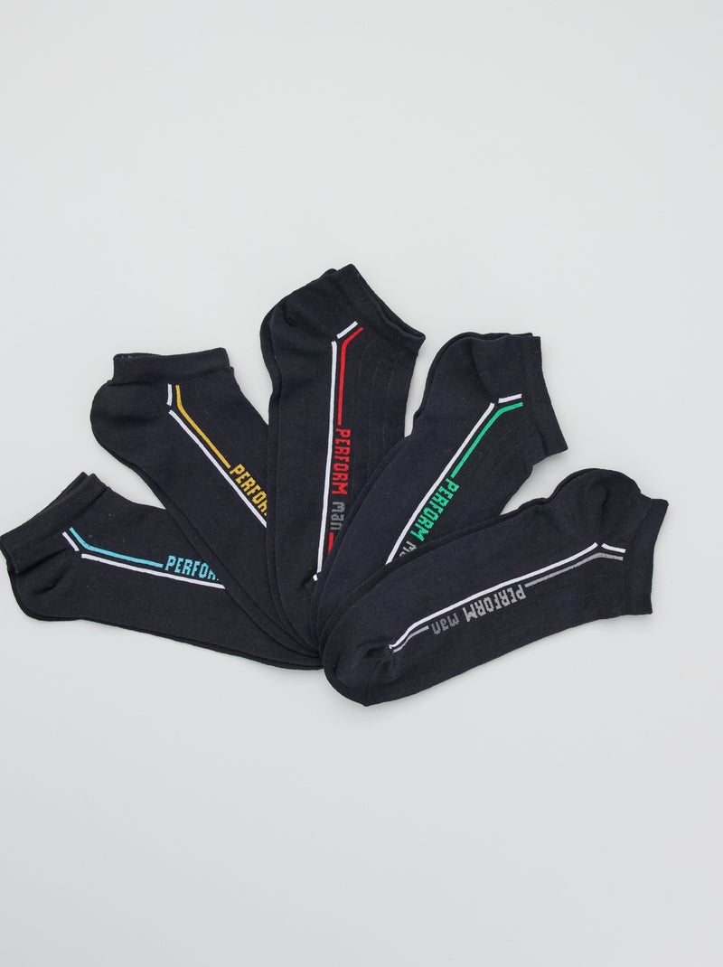 Lote de 5 pares de meias de desporto Preto - Kiabi