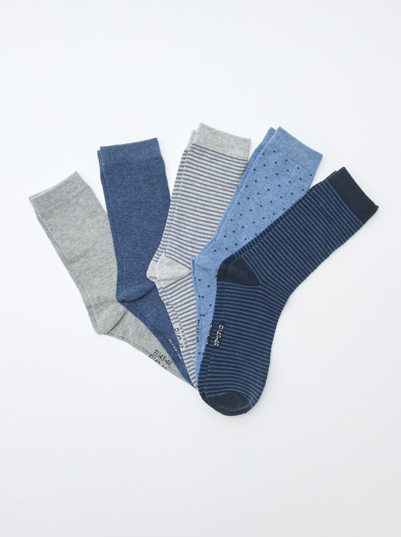Lote de 5 pares de meias de fantasia Azul - Kiabi