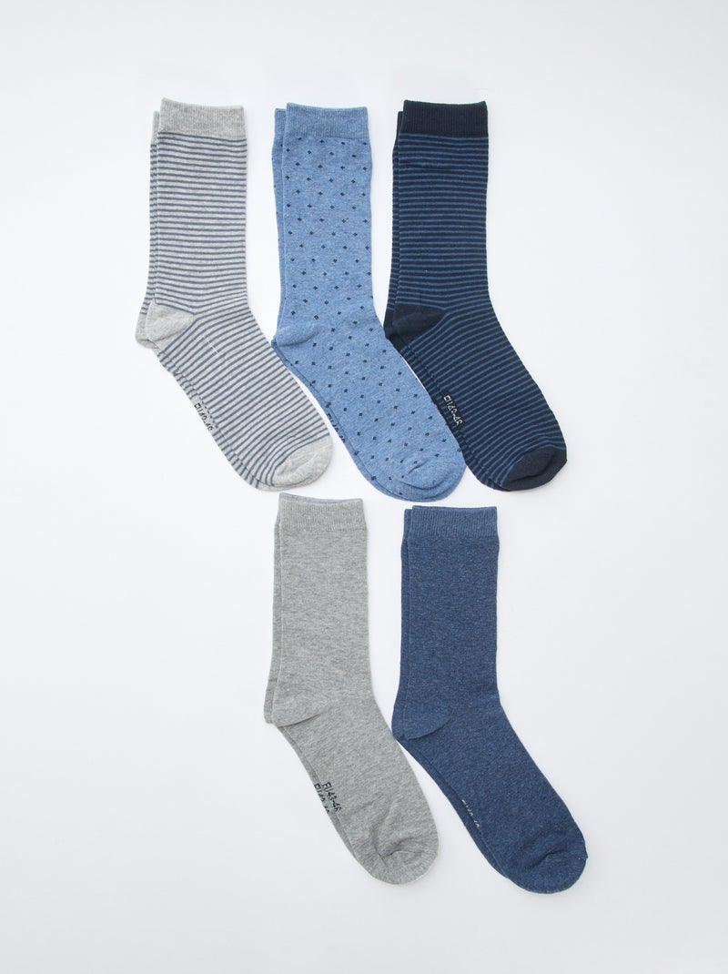 Lote de 5 pares de meias de fantasia Azul - Kiabi