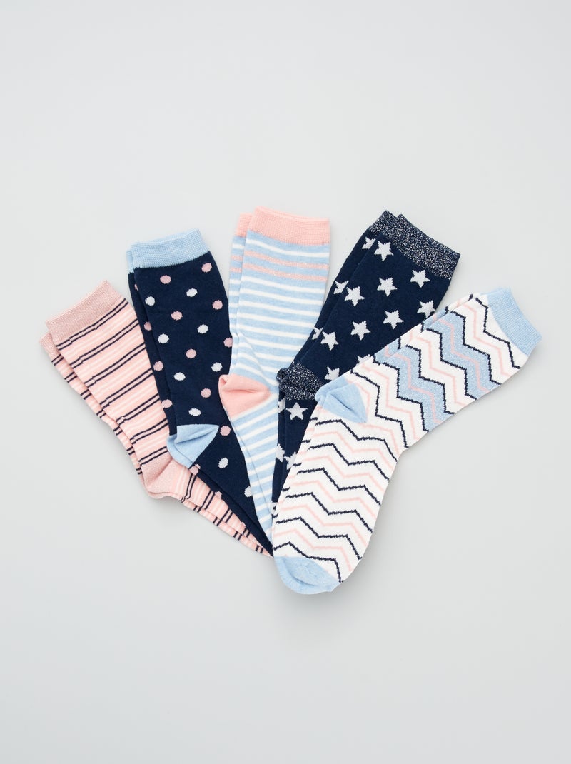 Lote de 5 pares de meias de fantasia Azul - Kiabi
