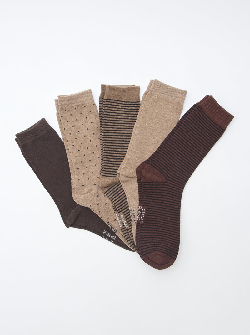 Lote de 5 pares de meias de fantasia Bege - Kiabi